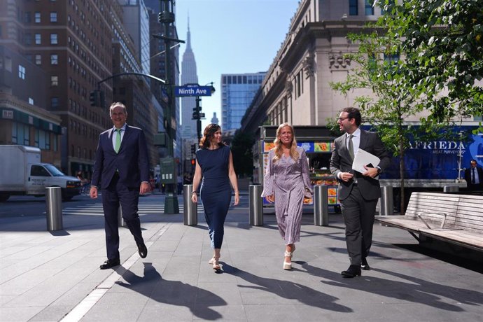 La presidenta de la Comunidad de Madrid, Isabel Díaz Ayuso, en un viaje institucional en EEUU