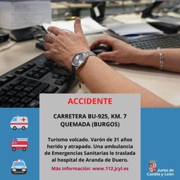 Gráfico elaborado por el 112 con datos del accidente en la BU-925 en Quemada