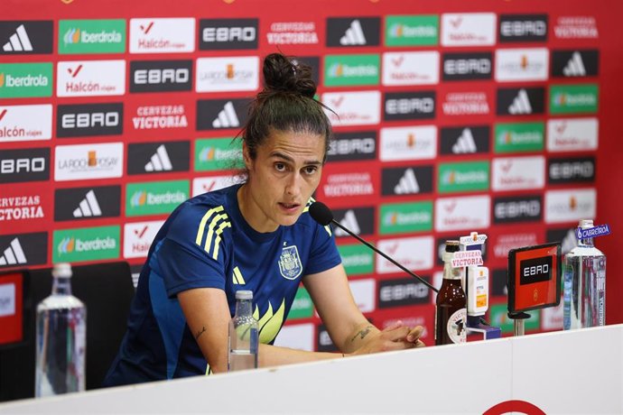 La seleccionadora nacional femenina de fútbol, Montse Tomé, en rueda de prensa