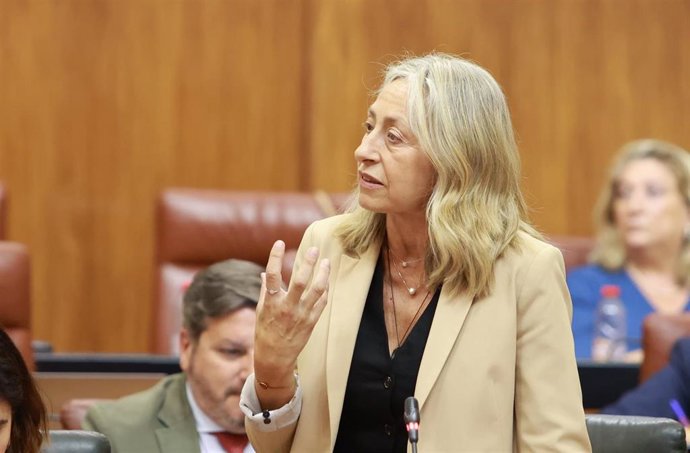 La consejera de Salud y Consumo, Rocío Hernández, en el Pleno del Parlamento andaluz.