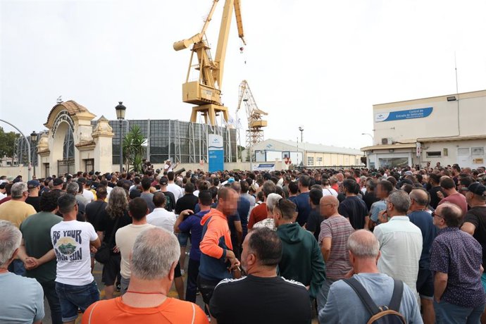 Trabajadores del metal durante la huelga en Cádiz.