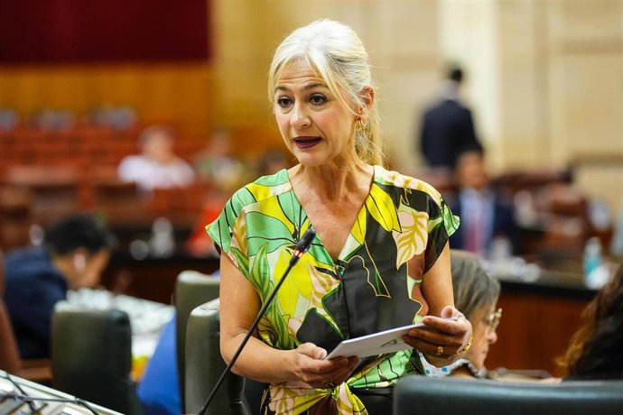 La consejera de Cultura y Deporte de la Junta de Andalucía, Patricia del Pozo, en el Parlamento andaluz.