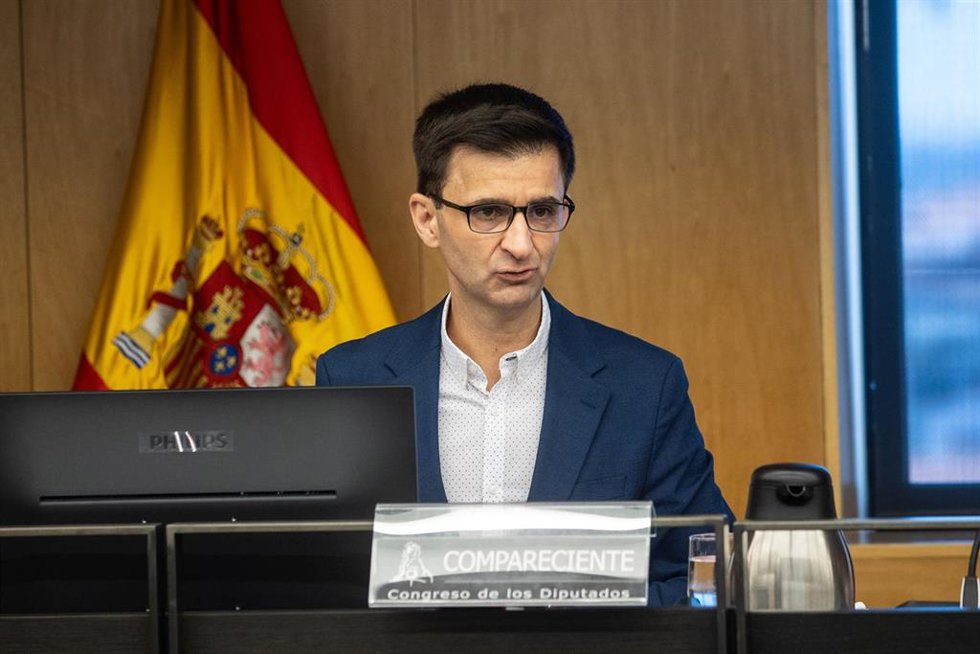 El presidente de RTVE, Pablo López, comparece en la Comisión Mixta de Control Parlamentario de la Corporación RTVE y sus Sociedades, en el Congreso de los Diputados, a 26 de junio de 2025, en Madrid (España). Durante su comparecencia, ha hablado de la c