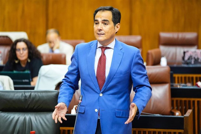 El consejero de Justicia, Administración Local y Función Pública, José Antonio Nieto, en la sesión de control del Parlamento.