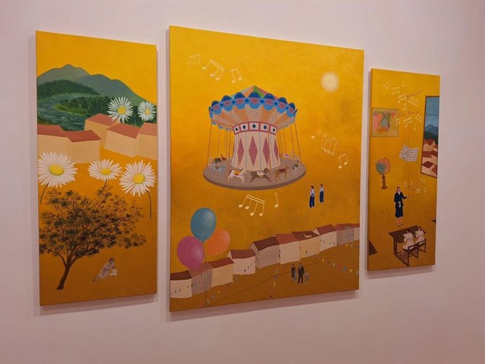 Una de las obras de la exposición 'Buscando el tiempo y mis lugares', de Josefina Junco, en la que incorpora la sinestesia musical.