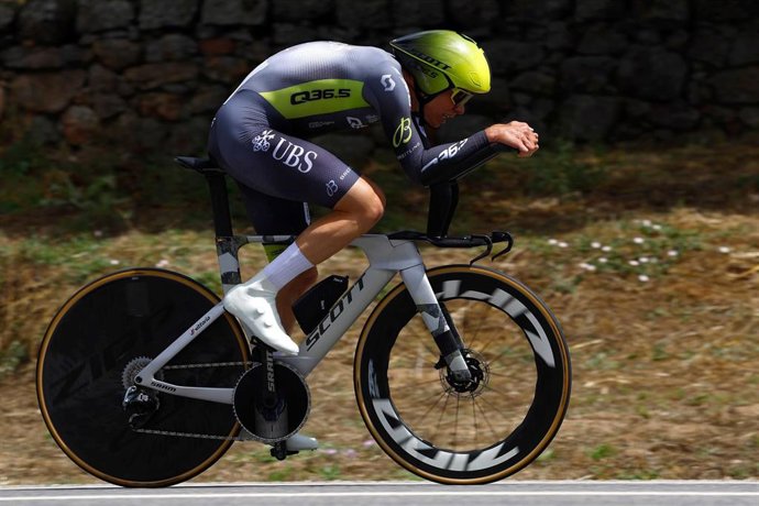 El ciclista español David De la Cruz en una prueba contrarreloj