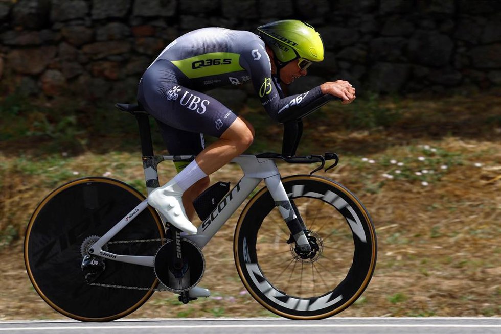 El ciclista español David De la Cruz en una prueba contrarreloj