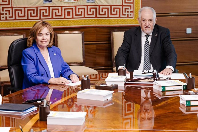 El presidente del Tribunal Constitucional, Cándido Conde-Pumpido y la vicepresidenta del Tribunal Constitucional, Inmaculada Montalbán Huertas, durante un Pleno (Imagen de archivo).