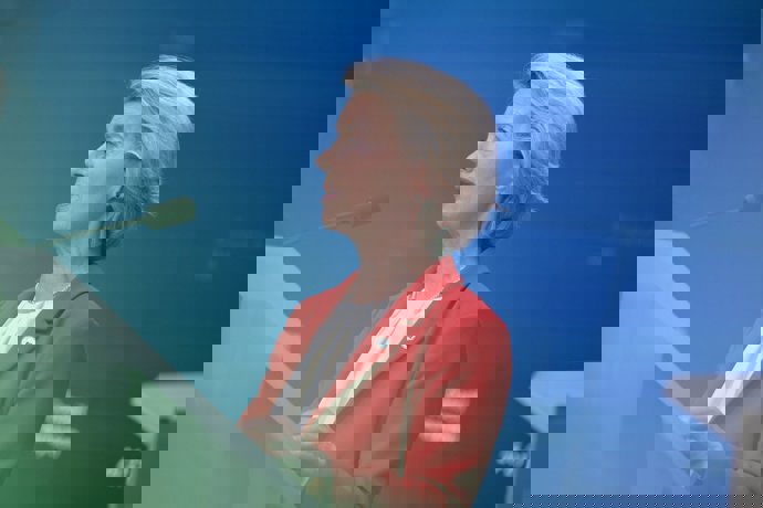 La presidenta de la Comisión Europea, Ursula von der Leyen, en la cumbre de líderes de la UE celebrada este jueves en Bruselas.