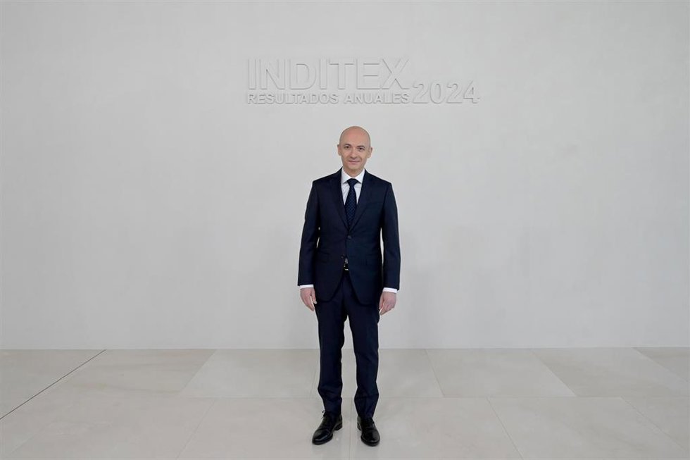 Archivo - El consejero delegado de Inditex, Óscar García Maceiras, durante la presentación de resultados de Inditex del 2024, a 12 de marzo de 2025, en Santiago de Compostela, A Coruña, Galicia (España).
