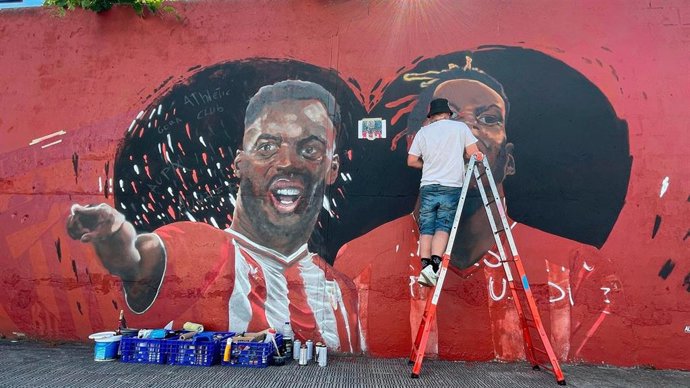 El Athletic Club colabora en la restauración del mural que homenajea el 25º título de Copa del Rey.