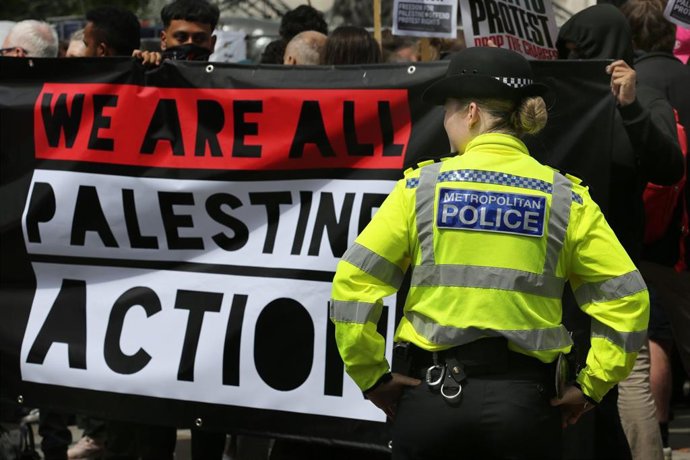 Protestas a favor de la ONG Palestine Action 