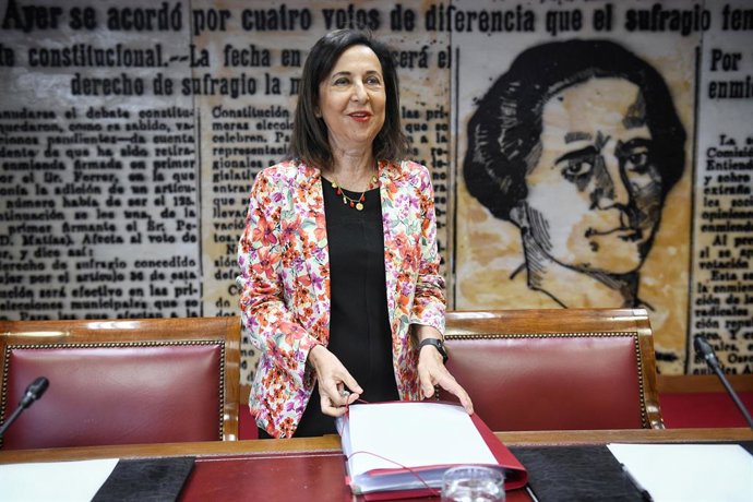 A Ministra da Defesa, Margarita Robles, comparece perante a Comissão de Defesa do Senado em 27 de junho de 2025, em Madri (Espanha). Alguns dos pontos a serem discutidos no comitê são os detalhes do Plano de Segurança e Defesa anunciado em 22 de abril de 