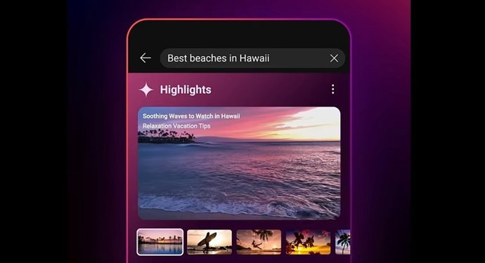 Carrusel de sugerencias sobre una búsqueda en YouTube