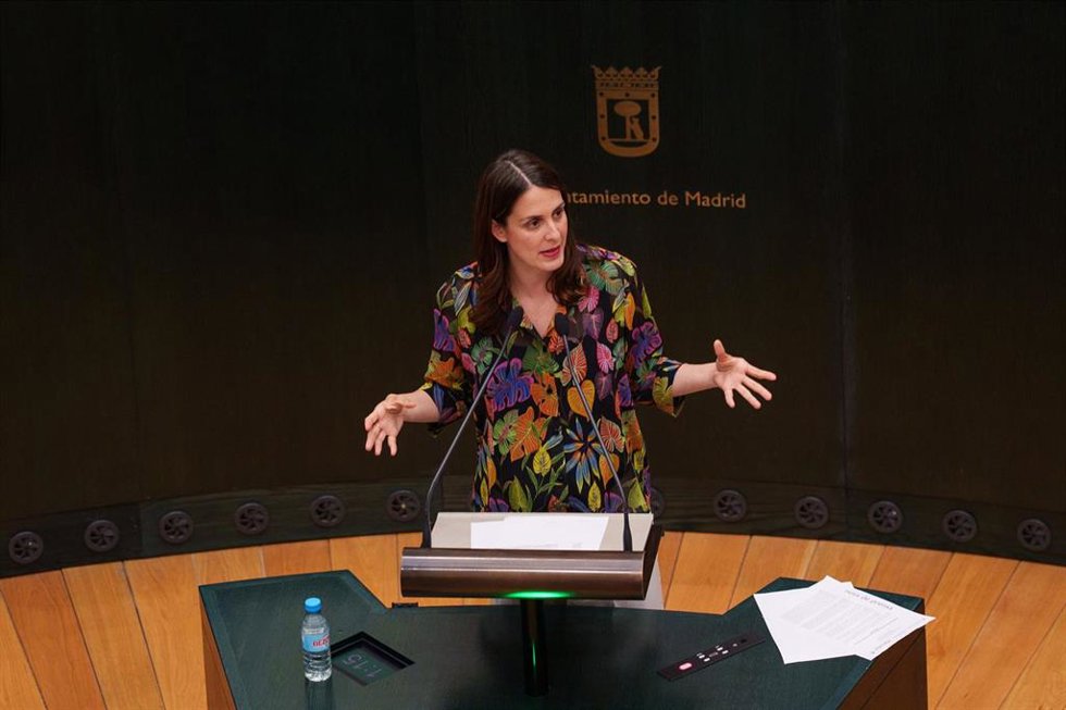 Archivo - La portavoz de Más Madrid en el Ayuntamiento, Rita Maestre, interviene durante un pleno en el Ayuntamiento de Madrid, a 27 de mayo de 2025, en Madrid (España).