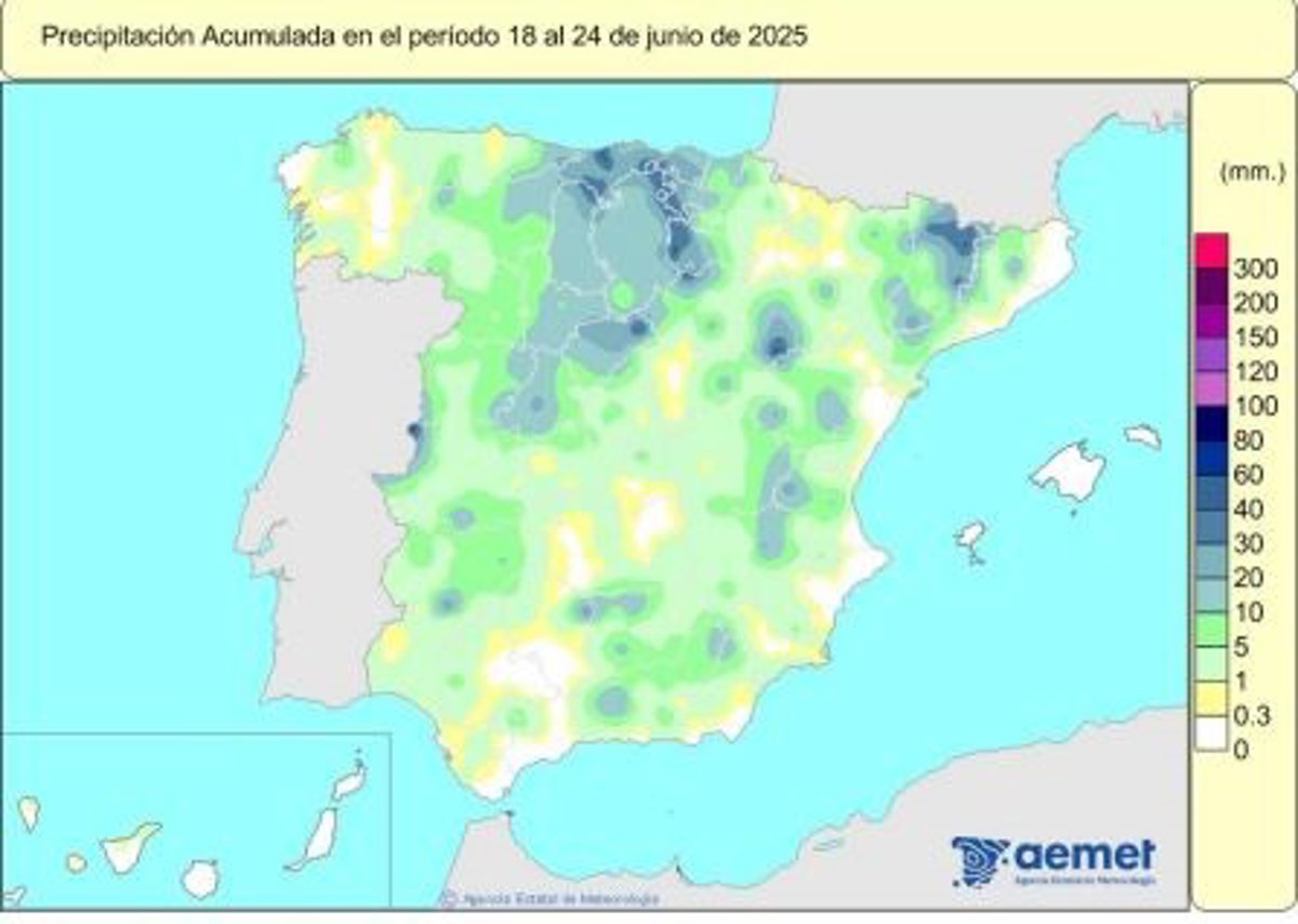 Las lluvias acumuladas en este año hidrológico ascienden a 621 l/m2, un 13% más de lo habitual