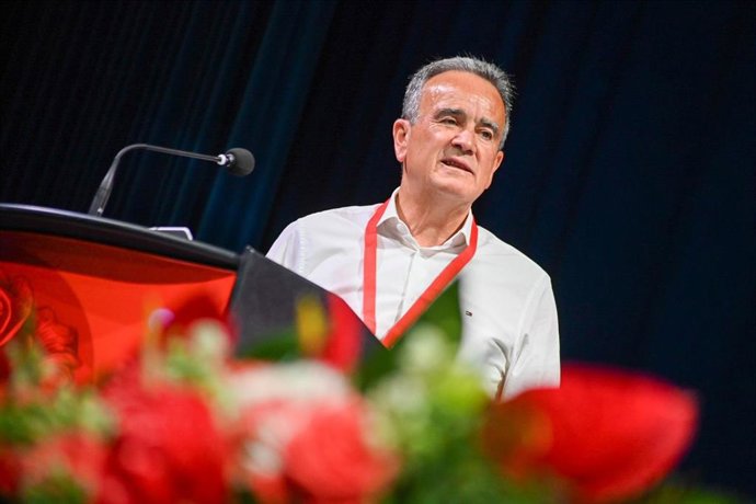 Juan Antonio Sánchez Quero durante su intervención en el 10º Congreso Provincial del PSOE Zaragoza.