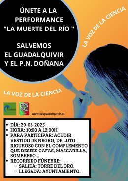 Cartel de la "marcha fúnebre" de los ecologistas contra los vertidos al río por la minería