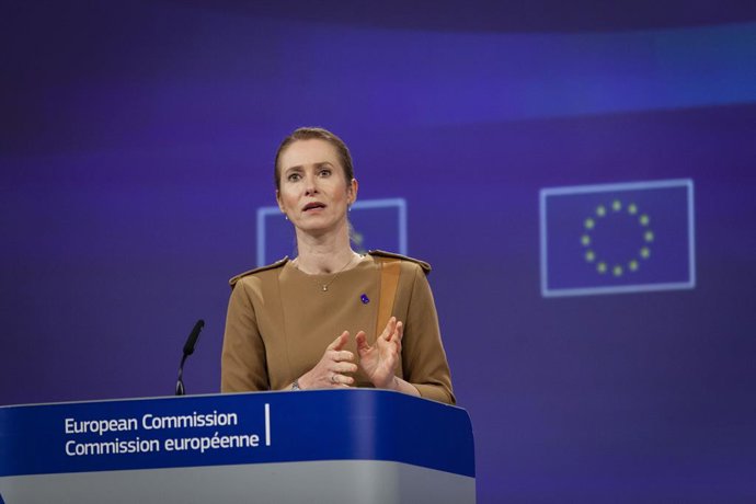 Archivo - May 28, 2025, Brussels, Brussels, Belgium: European Commissioners Kaja Kallas (L), Marta Kos (C), Jozef Sikela (R) presented the European Commission's strategic plan for the Black Sea today.  -  28/05/2025  -  Belgium / Brussels / Brussels - Sac