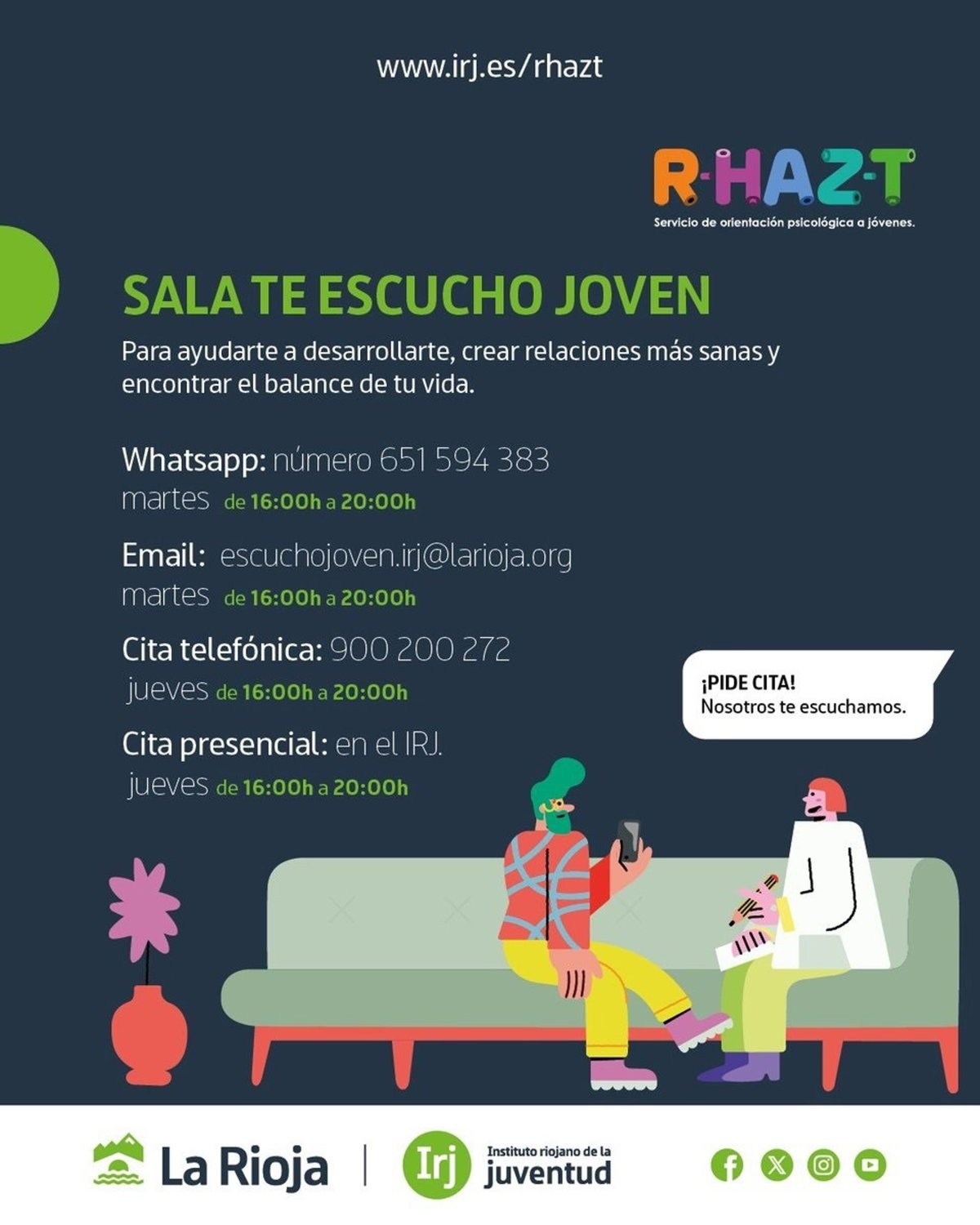 El IRJ amplía el horario del servicio de orientación psicológica a causa de la demanda