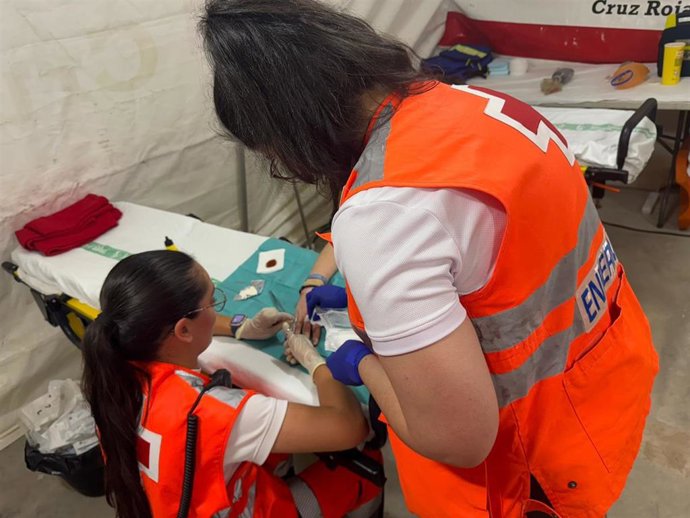 Efectivos de Cruz Roja desplegados este pasado sábado, 28 de junio, en la Feria de San Juan en Badajoz