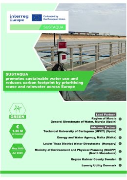 Cartel informativo del proyecto europeo Sustaqua, liderado por la Región de Murcia.