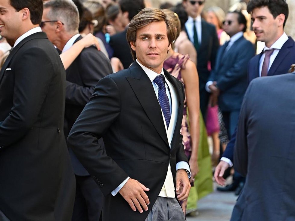 Javier Millet llega a la iglesia para contraer matrimonio con Paty Sánchez , a 28 de junio de 2025, en Jávea, Alicante (España)