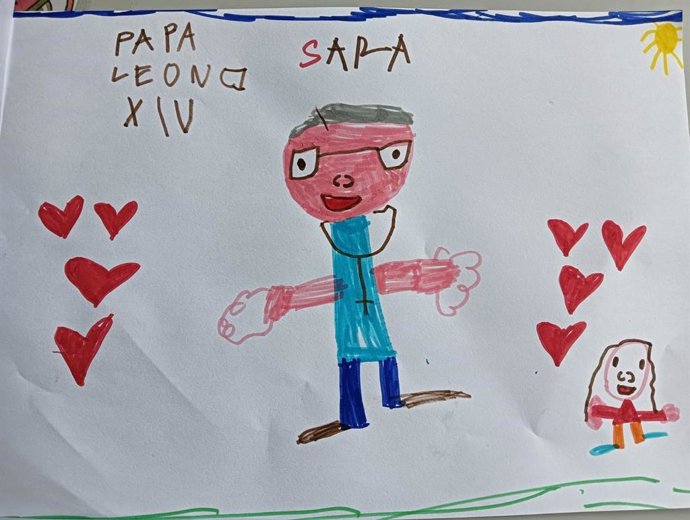 Uno de los dibujos que enviaron al Papa los alumnos de 5 años del Colegio La Natividad, de Madrid.