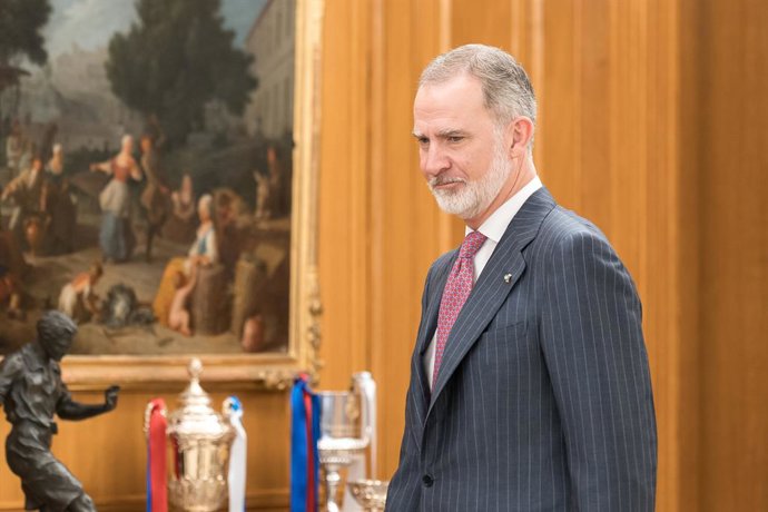 El Rey Felipe VI recibe al vicepresidente de la República Popular de China, Han Zheng, en el Palacio de la Zarzuela, a 12 de junio de 2025, en Madrid (España). El vicepresidente Han Zheng, es uno de los máximos dirigentes del Estado y equivalente al Miemb