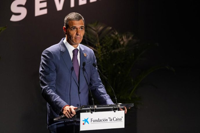 El presidente del Gobierno de España, Pedro Sánchez, durante la inauguración de la cumbre Global Citizen Now en CaixaForum, a 29 de junio de 2025 en Sevilla (Andalucía, España).