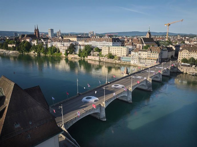 These five giant footballs have been decorating the Mittlere Brücke bridge in Basel since last week.