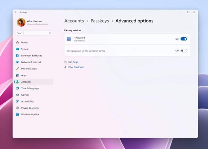 Nova configuração com a integração do 1Password.