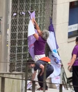 Fotografía realizada durante a protesta do pasado mércores, facilitada polo PP de Santiago.