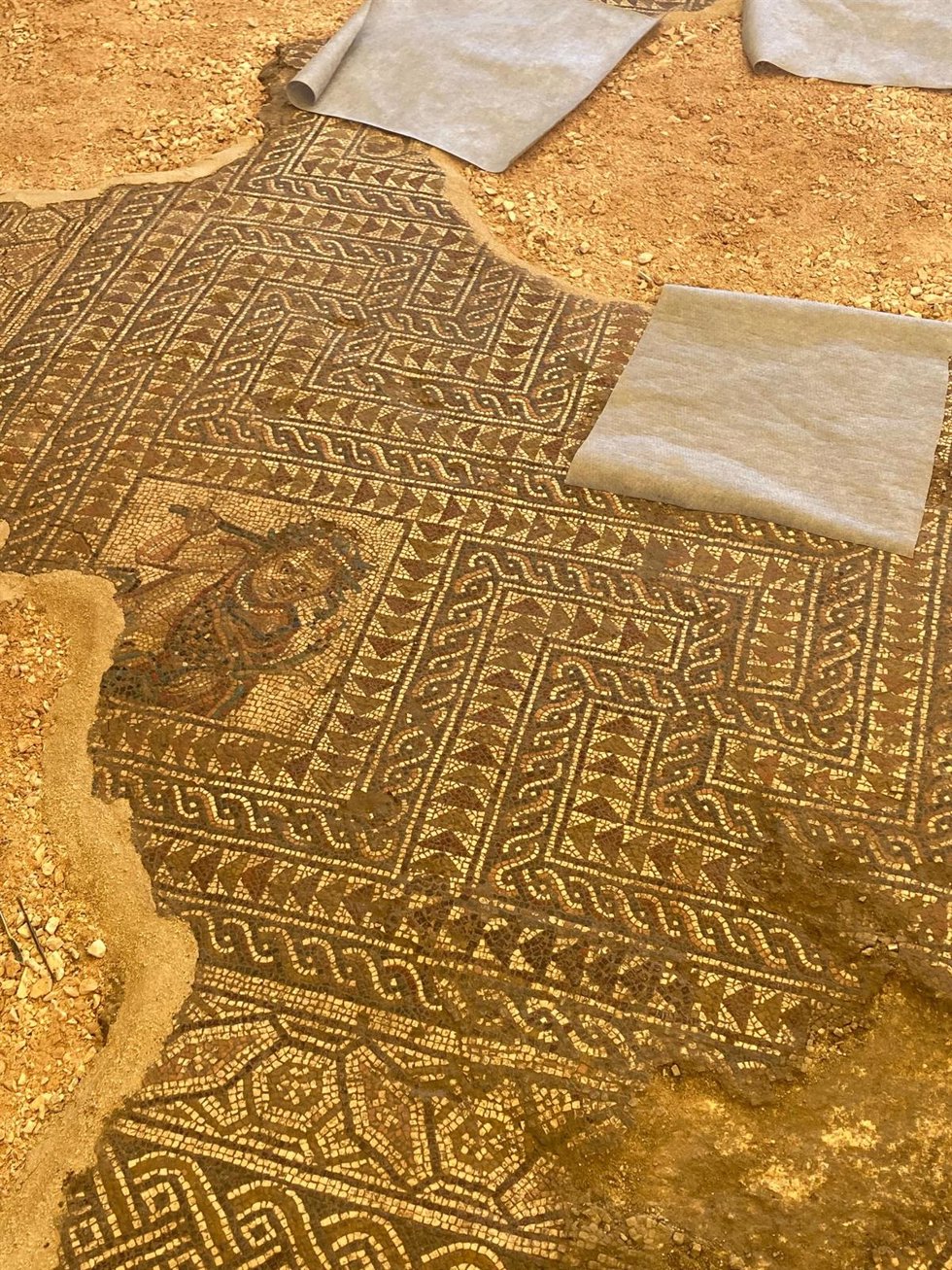 Imagen del nuevo mosaico descubierto en el yacimiento de El Picadero