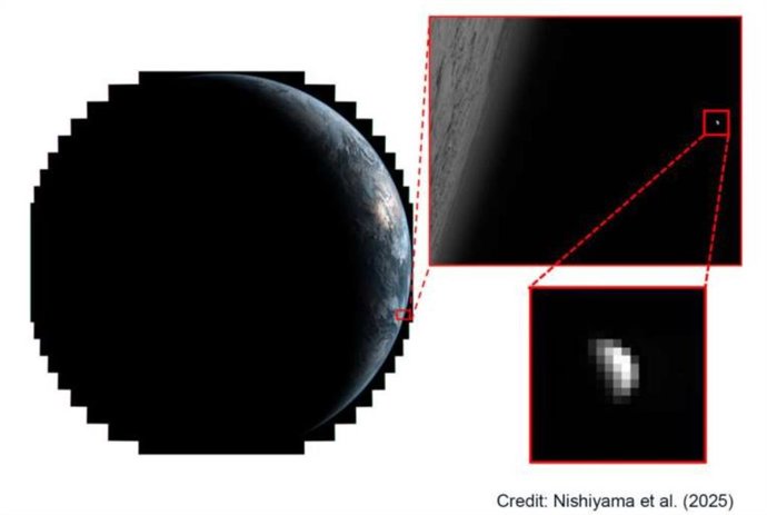 Imagen de la Tierra tomada por Himawari 8 a las 18:00 (UTC) el 11 de agosto de 2018. Las imágenes ampliadas muestran a Venus capturada en el fondo.