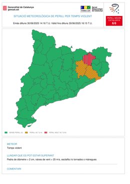 Avís per temps violent a la Garrotxa, Osona i la Selva