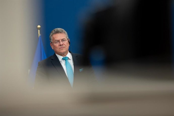 El comisario de Comercio y negociador de la UE con Estados Unidos, Maros Sefcovic, en una reciente rueda de prensa.