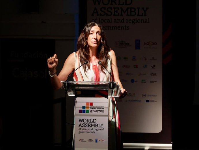 La consejera de Inclusión Social, Juventud, Familias e Igualdad, Loles López, en su intervención en la Asamblea Mundial de Gobiernos Locales y Regionales.
