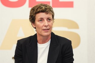 Archivo - La presidenta de la FEB, Elisa Aguilar, durante el homenaje a Sergio Llull tras anunciar su despedida de la selección