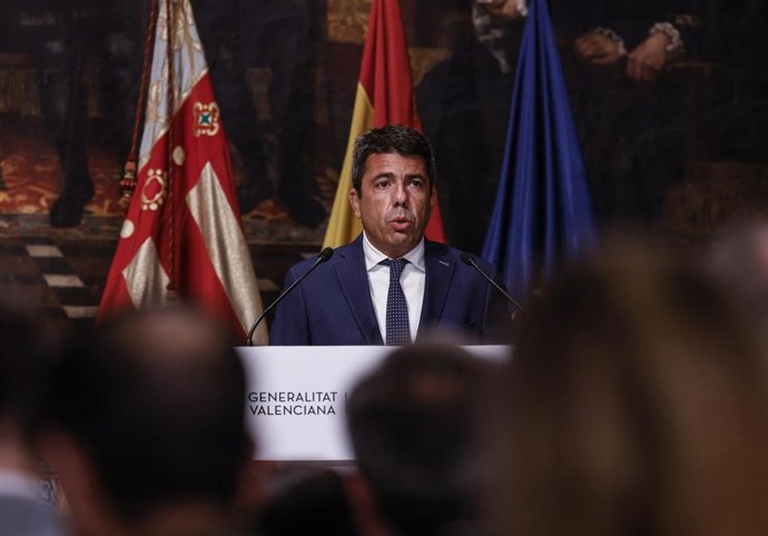 El president de la Generalitat, Carlos Mazón, en el Palau de la Generalitat, a 30 de junio de 2025, en Valencia, Comunidad Valenciana (España). 