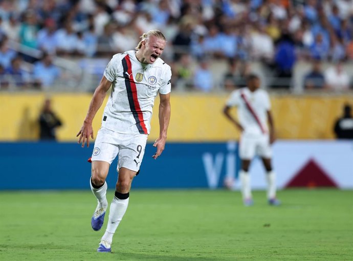 30 June 2025, US, Orlando: Manchester City's Erling Haaland reacts during the FIFA Club World Cup match between Manchester City and Al Hilal at Camping World Stadium, Orlando. Photo: David Klein/CSM via ZUMA Press Wire/dpa
