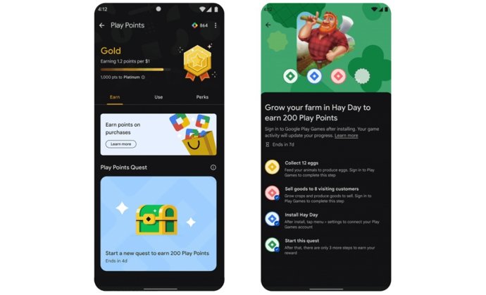 Recurso de logros en un juego en Play Store