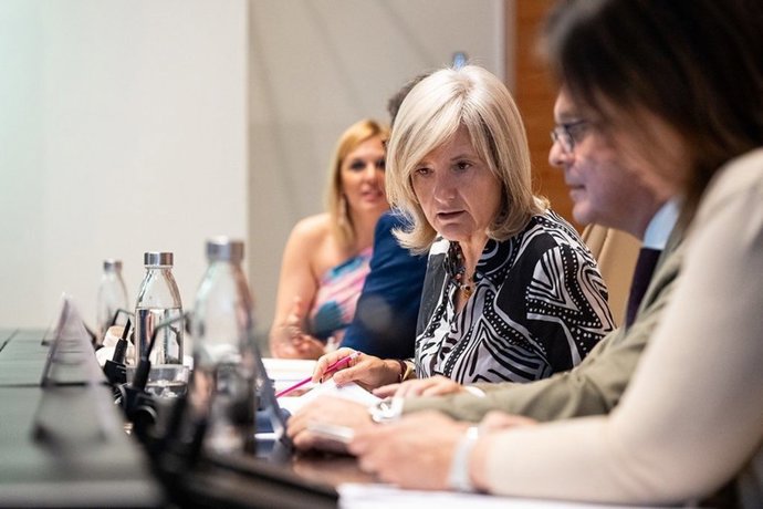 La portavoz de la Junta, Victoria Bazaga, en el Consejo de Gobierno este martes