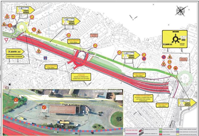 Zona afectada por cortes para montaje de la estructura del nuevo acceso sur al Puerto de Algeciras.