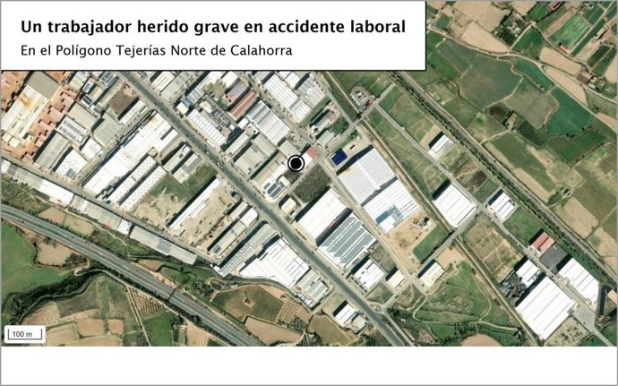Un trabajador herido de gravedad en una empresa del polígono Tejerías Norte de Calahorra