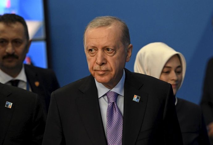 El presidente de Turquía, Recep Tayyip Erdogan, en la cumbre de la OTAN