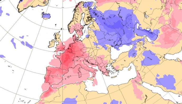 Anomalia de temperatura na Europa em 1º de julho