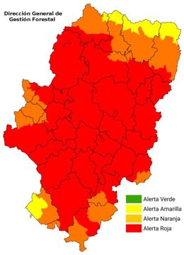 Mapa de la alerta roja en Aragón este martes, 1 de julio de 20 25.