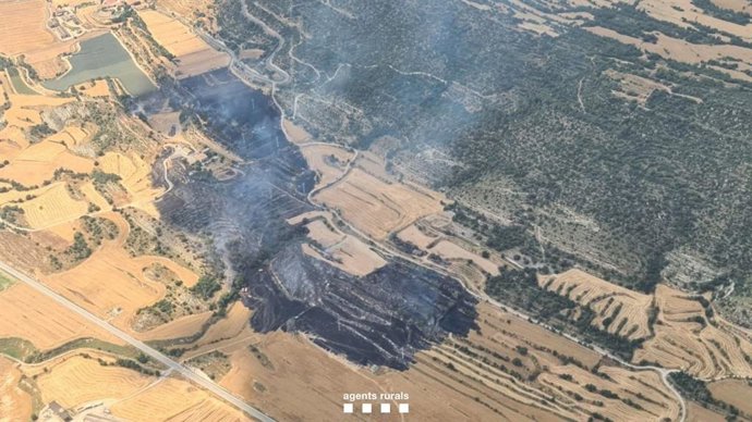 Incencio entre Sanaüja y Ribelles (Lleida)