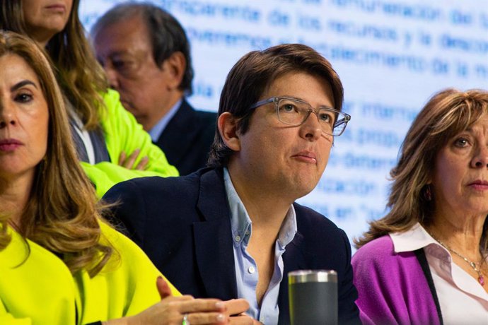 10 de agosto de 2023, Bogotá, Cundinamarca, Colômbia: NOTA DO EDITOR: Data modificada devido à relevância - O senador colombiano Miguel Uribe Turbay é visto durante uma reunião política do partido político Centro Democratico em 10 de agosto de 2023 em Bog